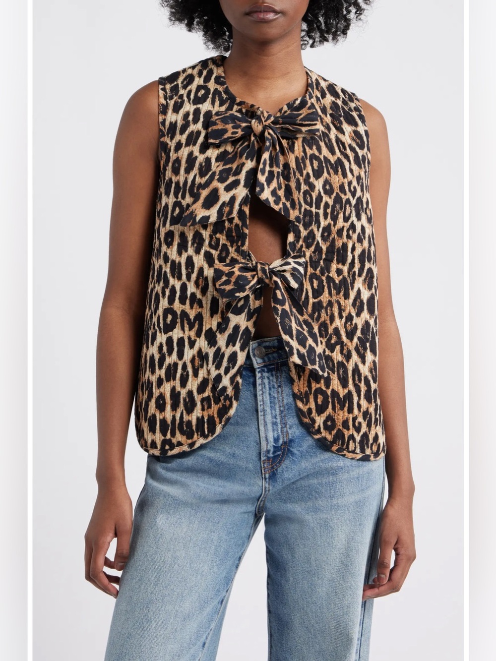 Damson Madder Tilly Leopard Print Organic Cotton Quilted Vest size 10